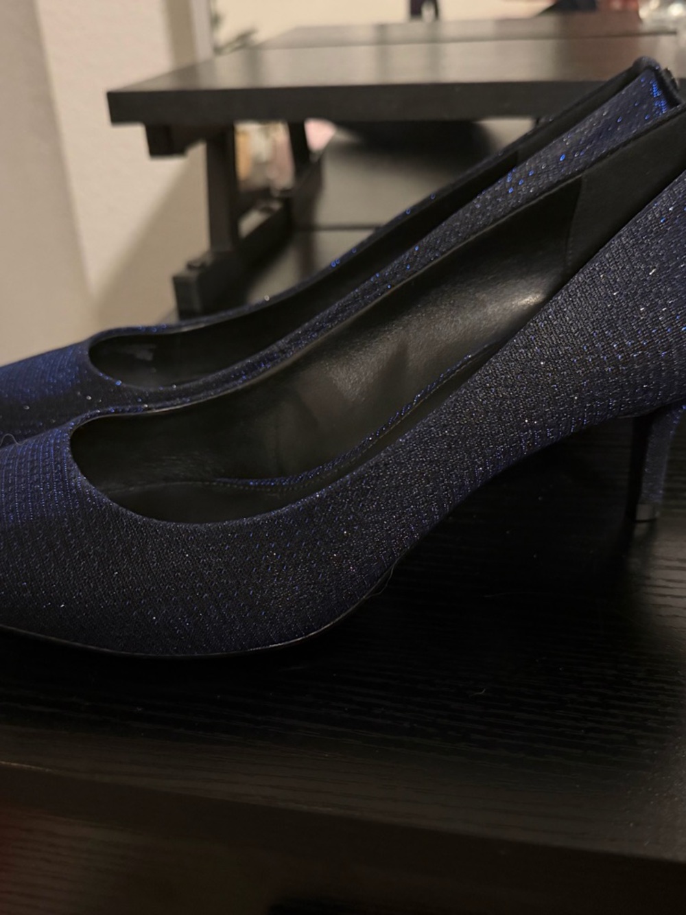 Michael Kors Navy Sparkle Pointed-Toe Pumps - Picture 2 of 4